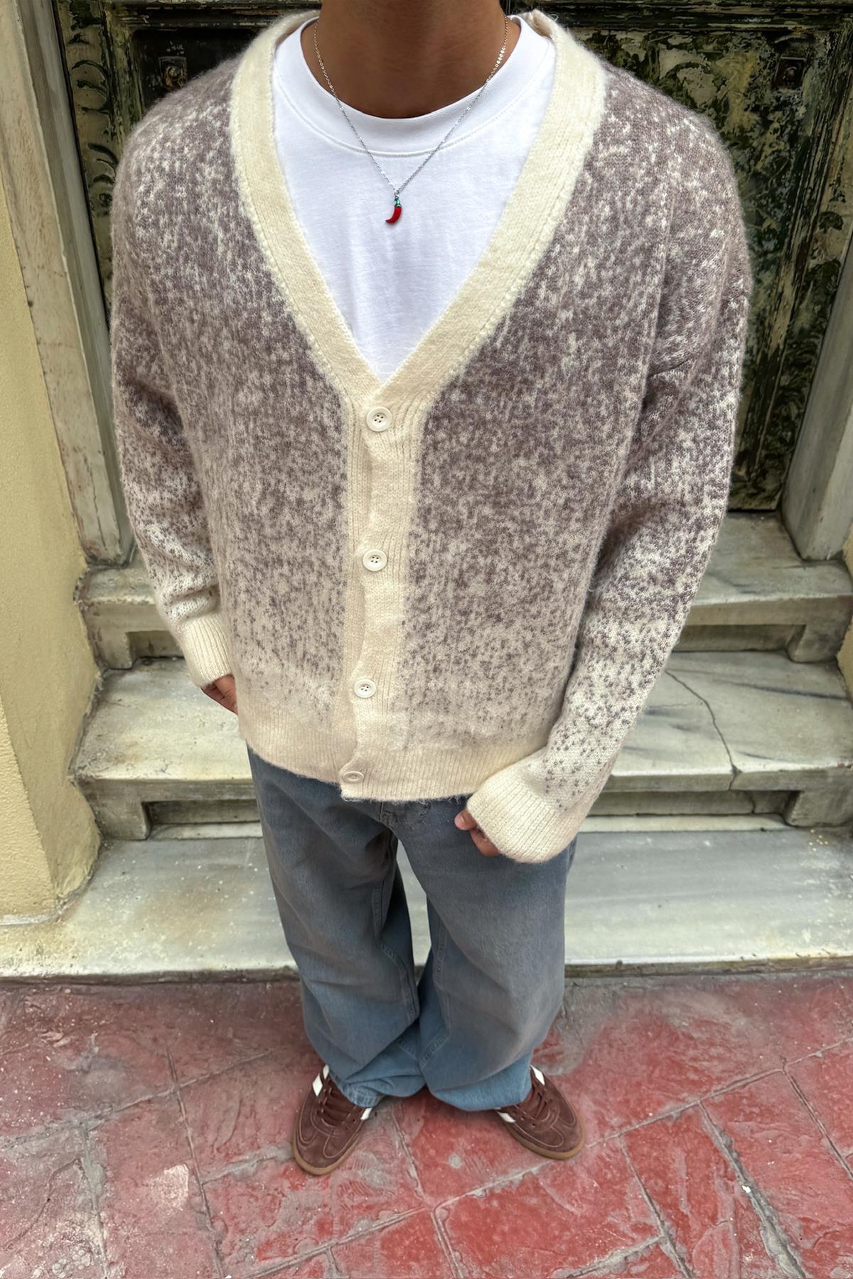 Gradient Knit Cardigan, Beige