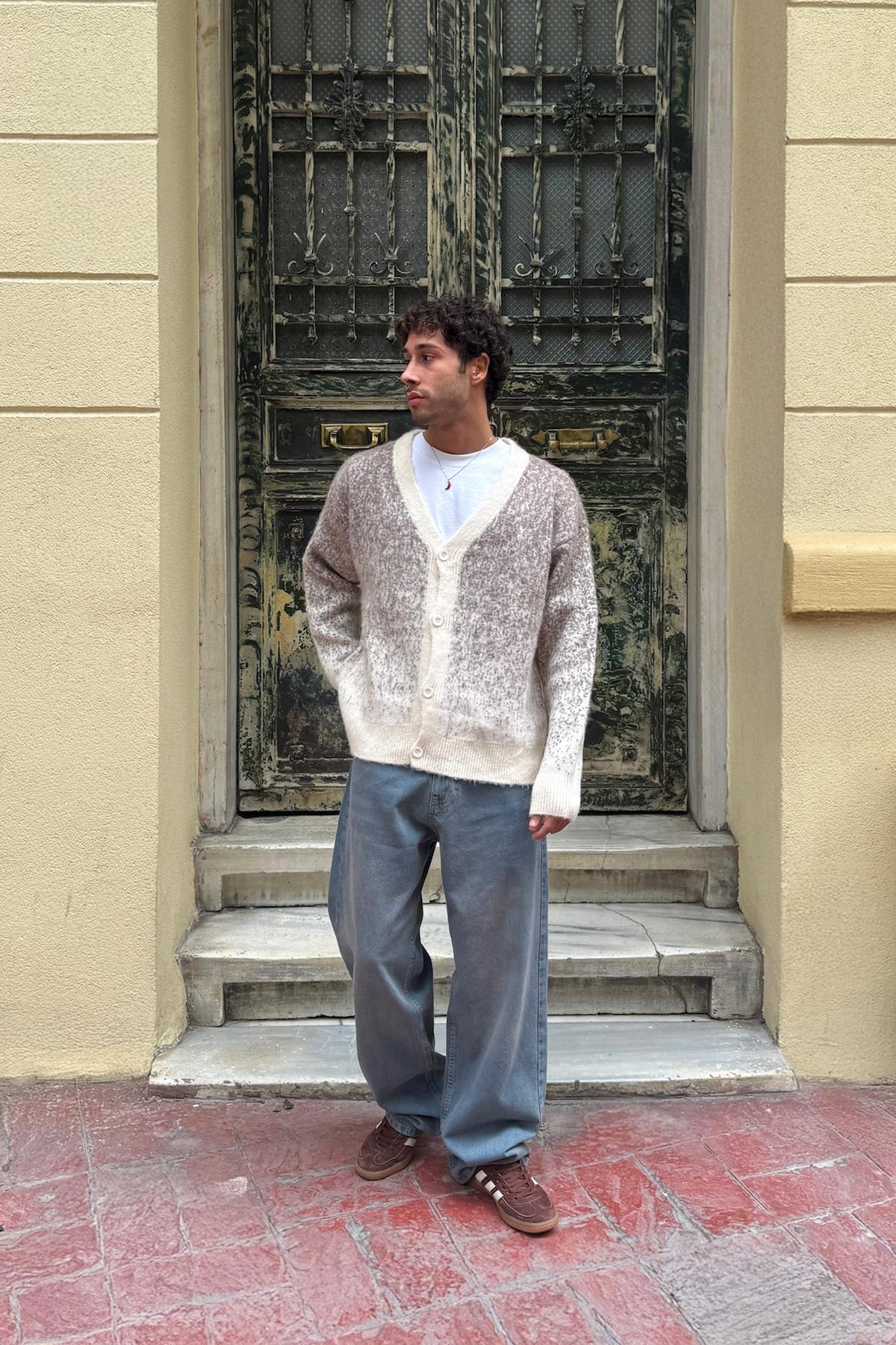 Gradient Knit Cardigan, Beige