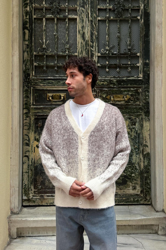 Gradient Knit Cardigan, Beige