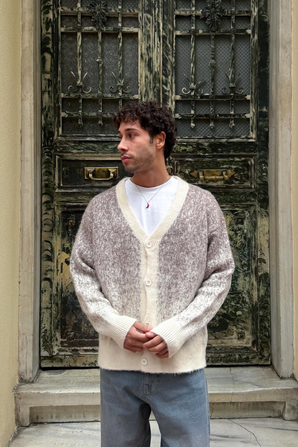 Gradient Knit Cardigan, Beige