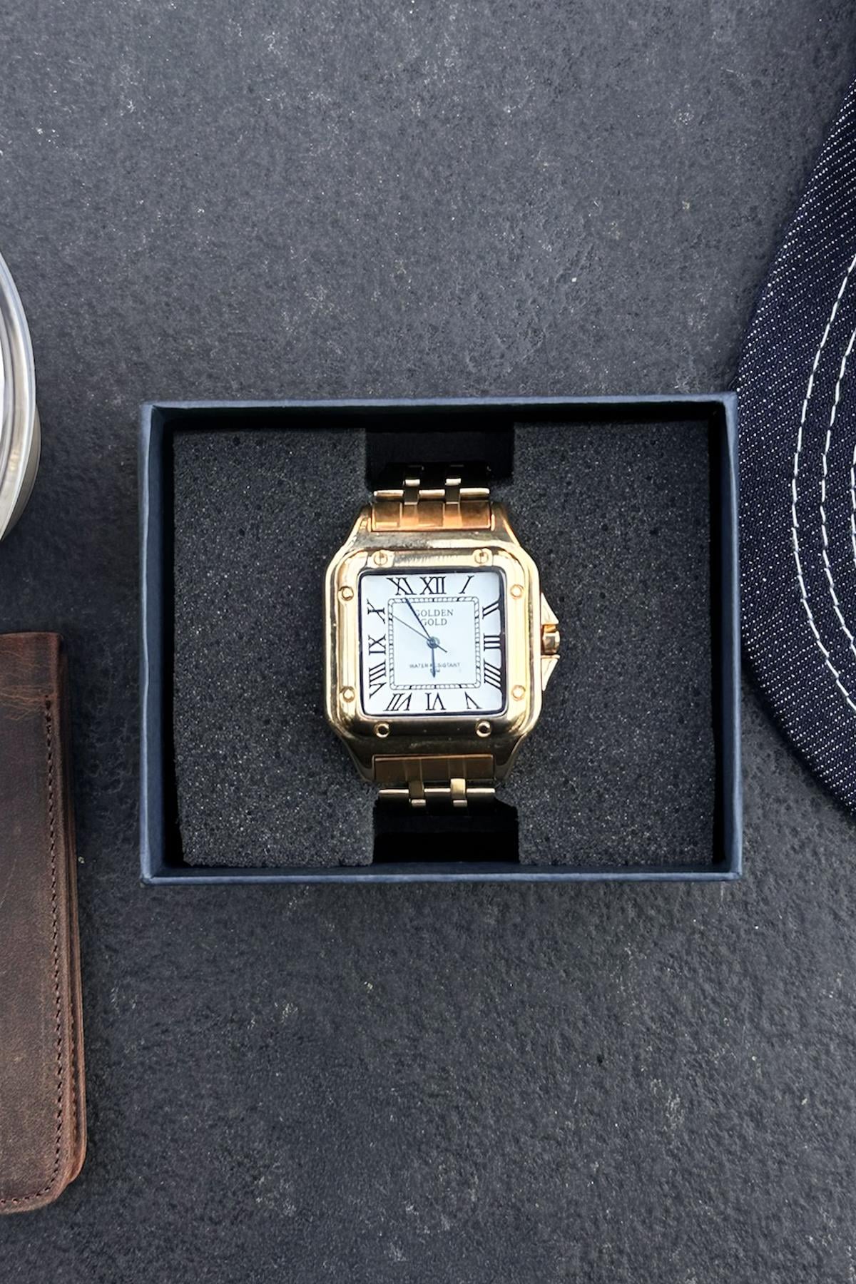 Vintage Watch with Roman Numerals, Gold Plated
