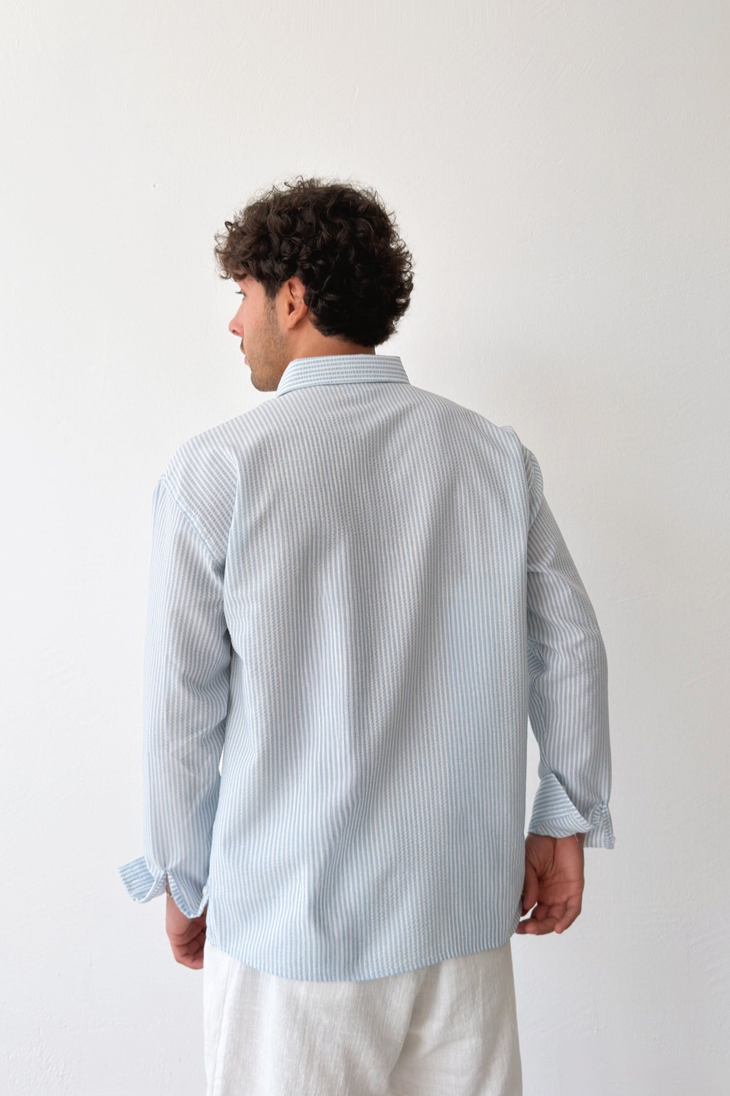 Solar Stripes Blue Waffle Striped Shirt