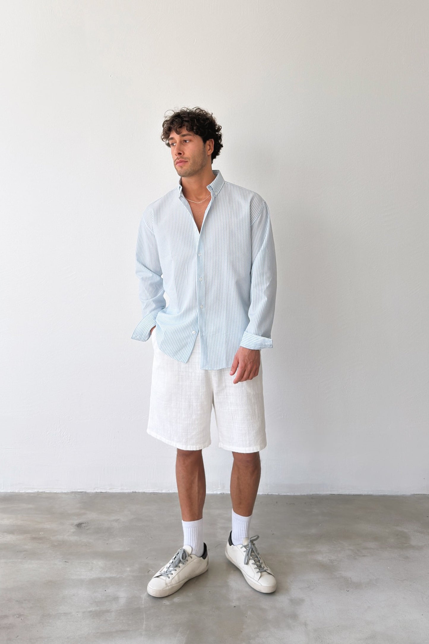 Solar Stripes Blue Waffle Striped Shirt