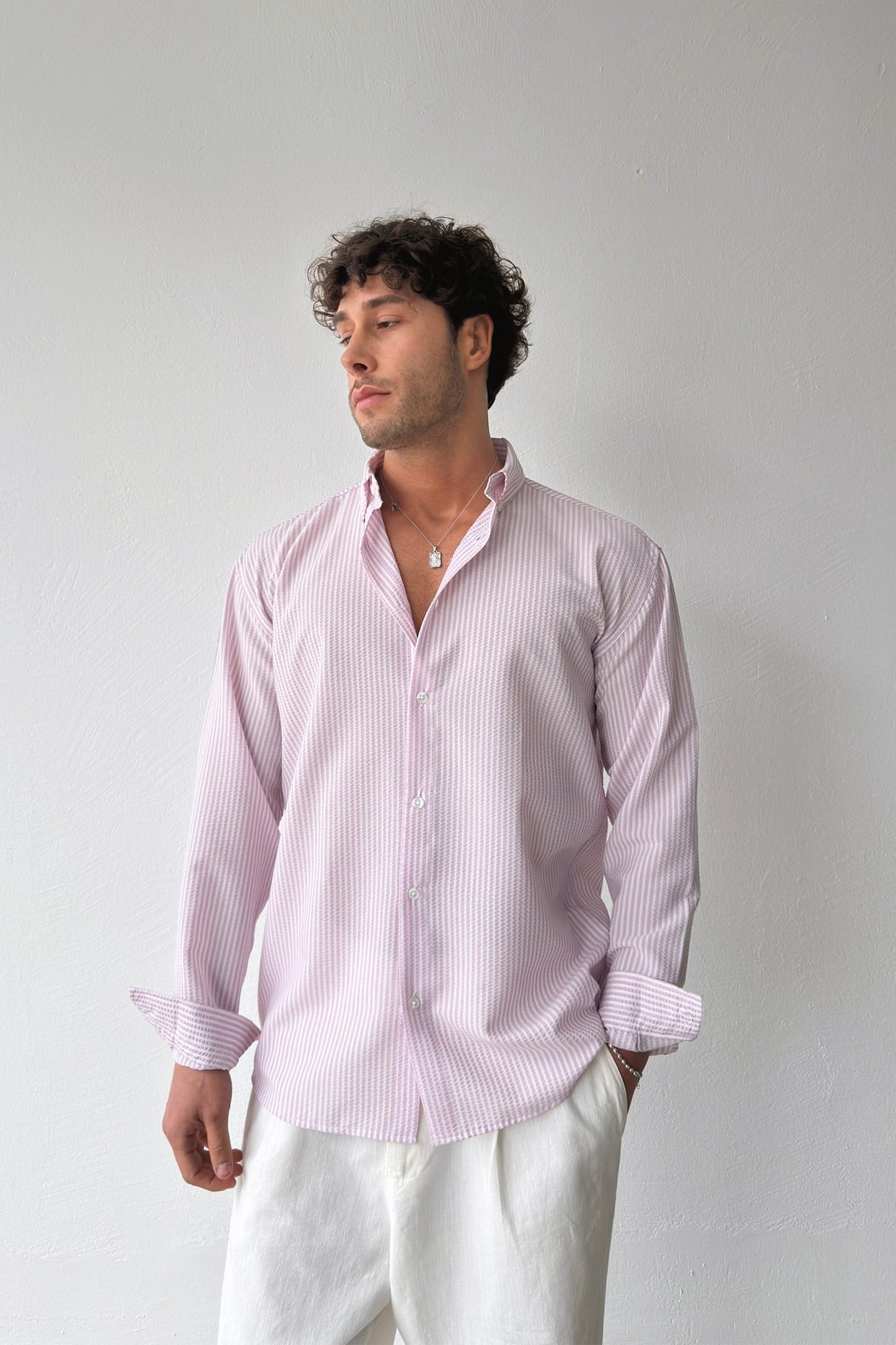 Solar Stripes Pink Waffle Striped Shirt