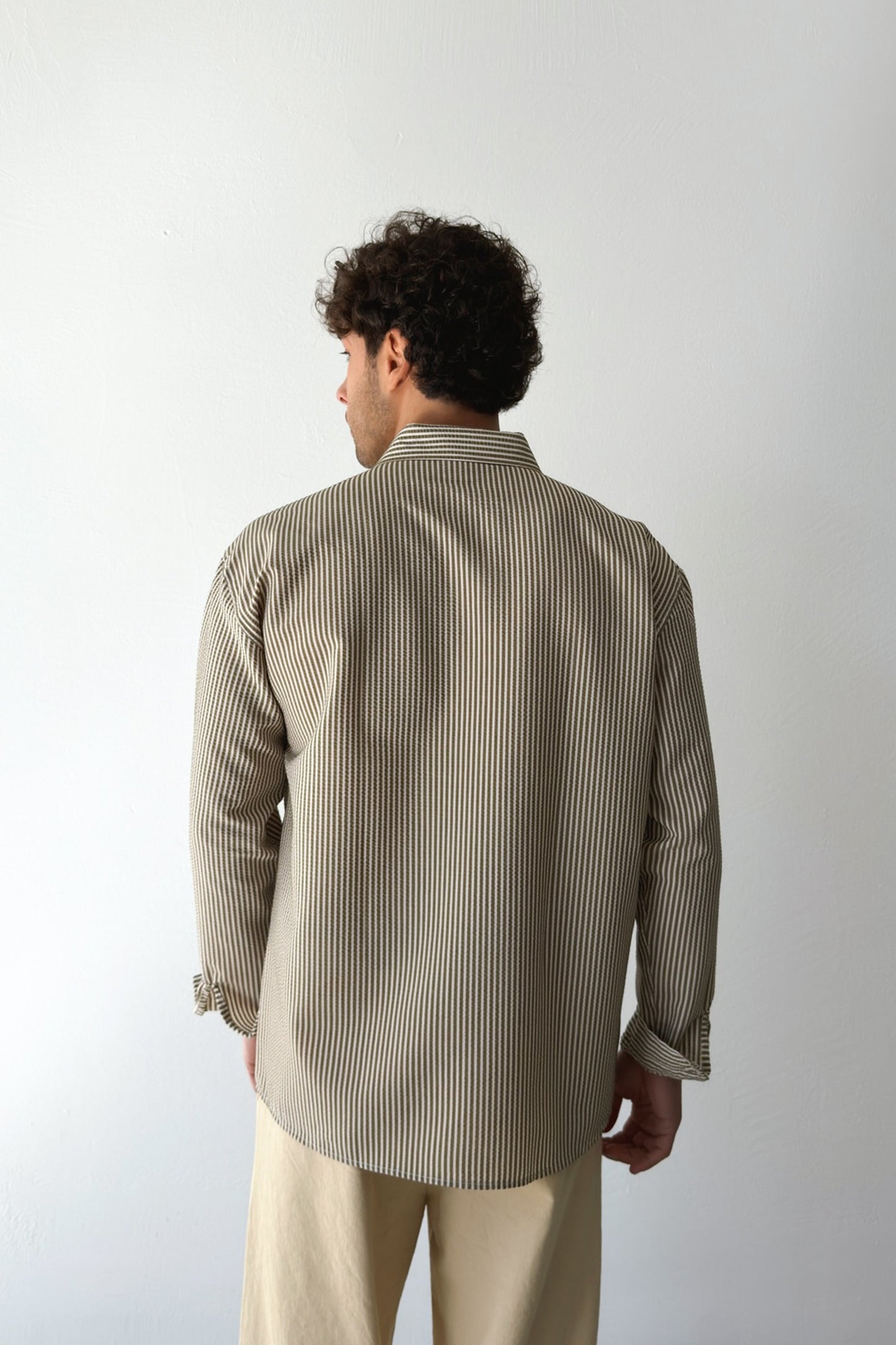Solar Stripes Brown Waffle Striped Shirt