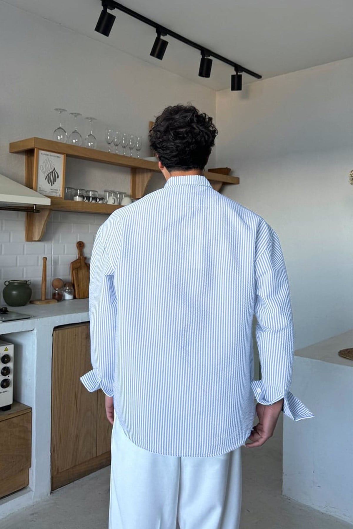 Solar Stripes Blue Waffle Striped Shirt