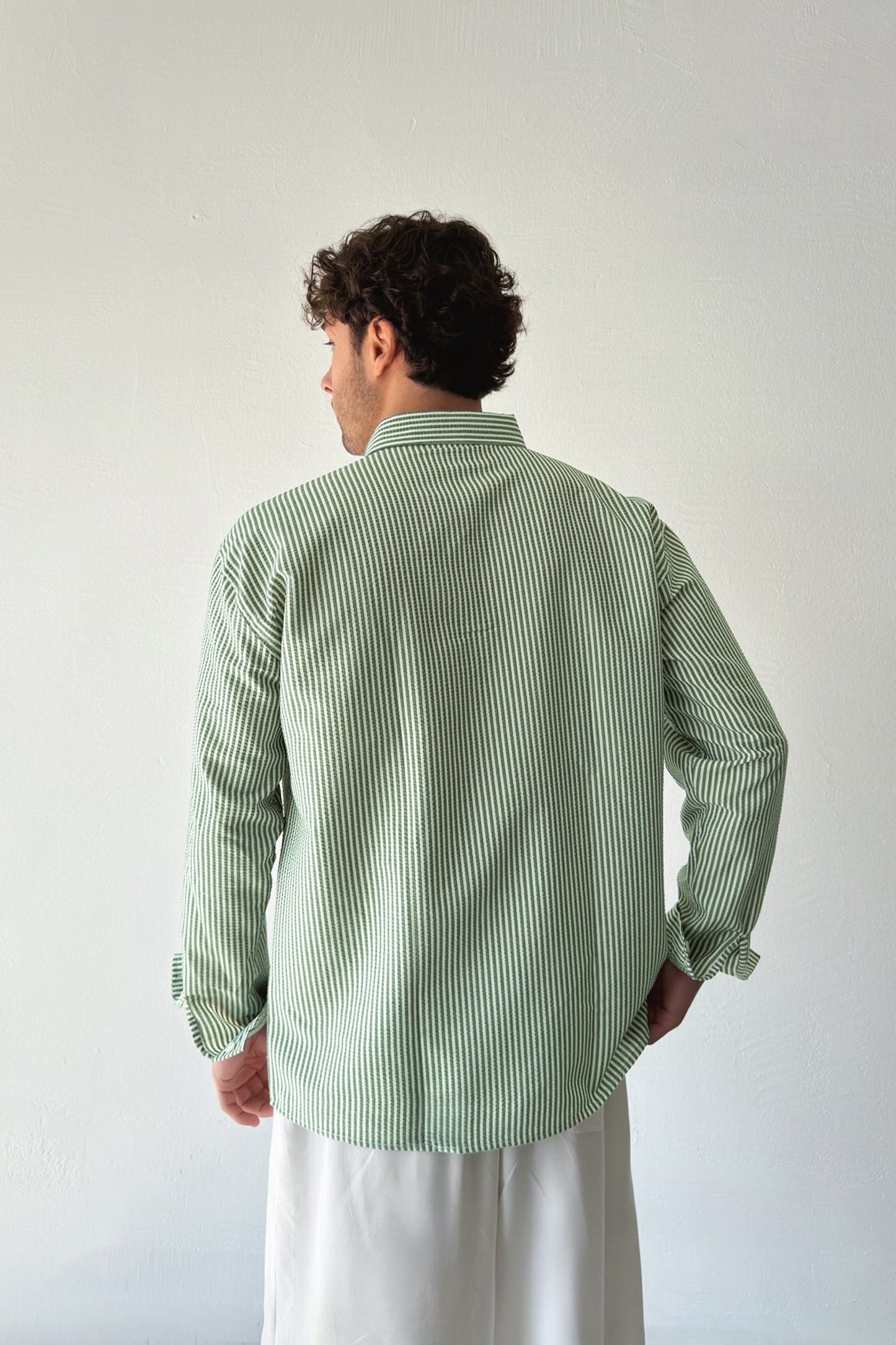 Solar Stripes Green Waffle Striped Shirt