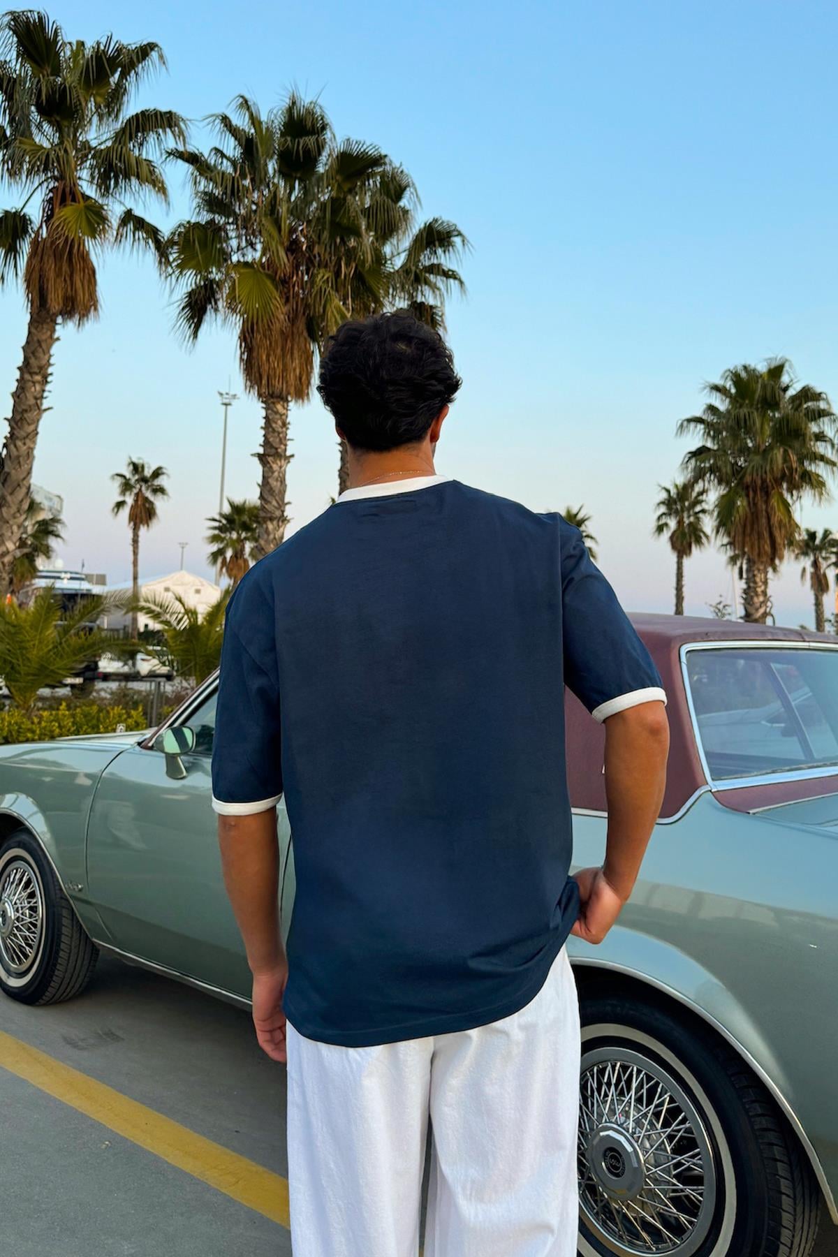 Sunset Valley Printed Oversize T-Shirt Indigo