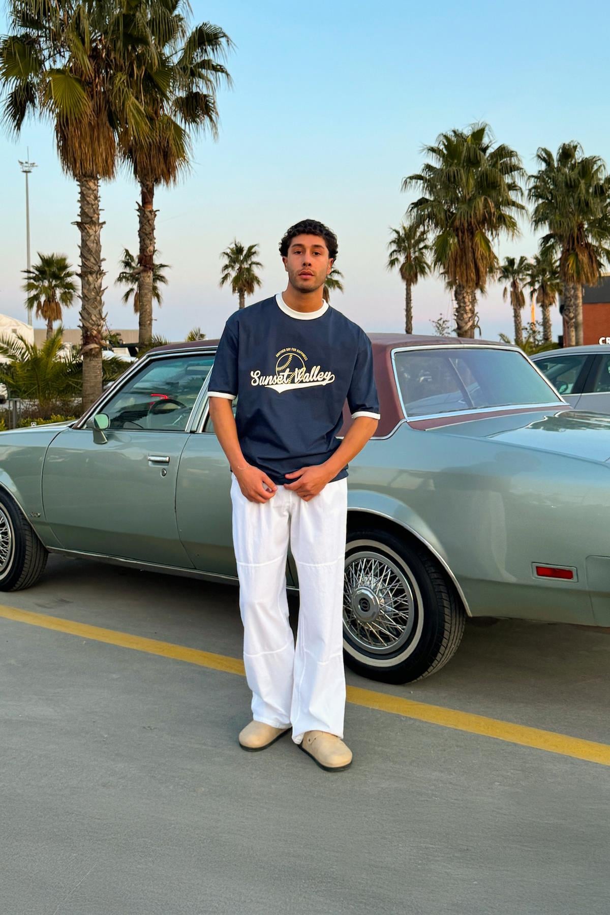 Sunset Valley Printed Oversize T-Shirt Indigo