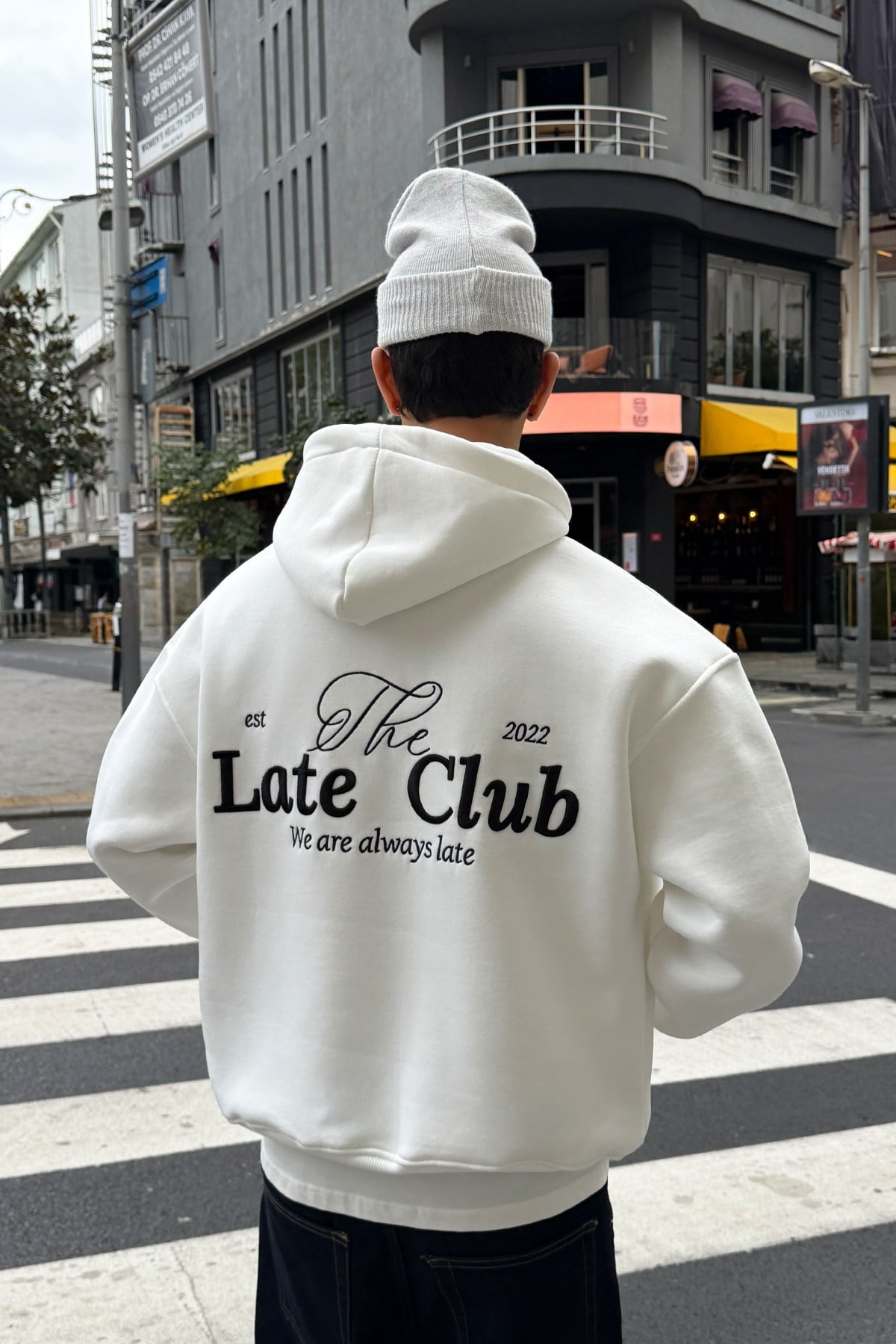 To Be Late White Hoodie