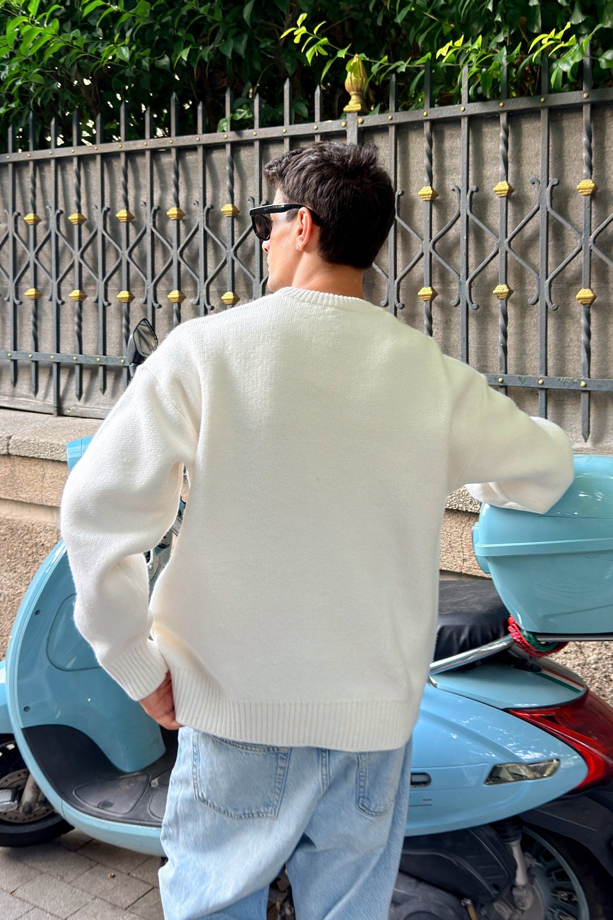 Ecru Boxy Fit Crewneck Sweater