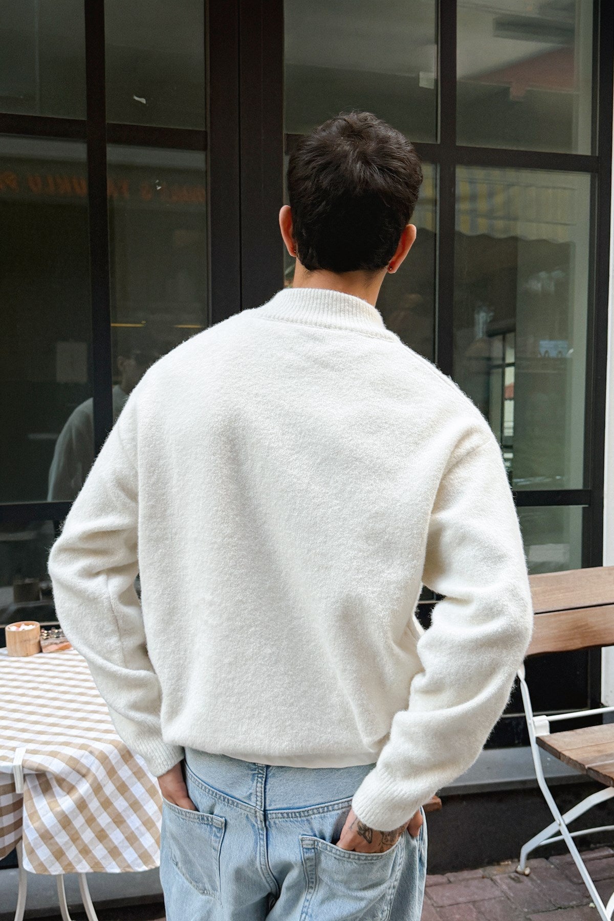 Ecru Zip Knit