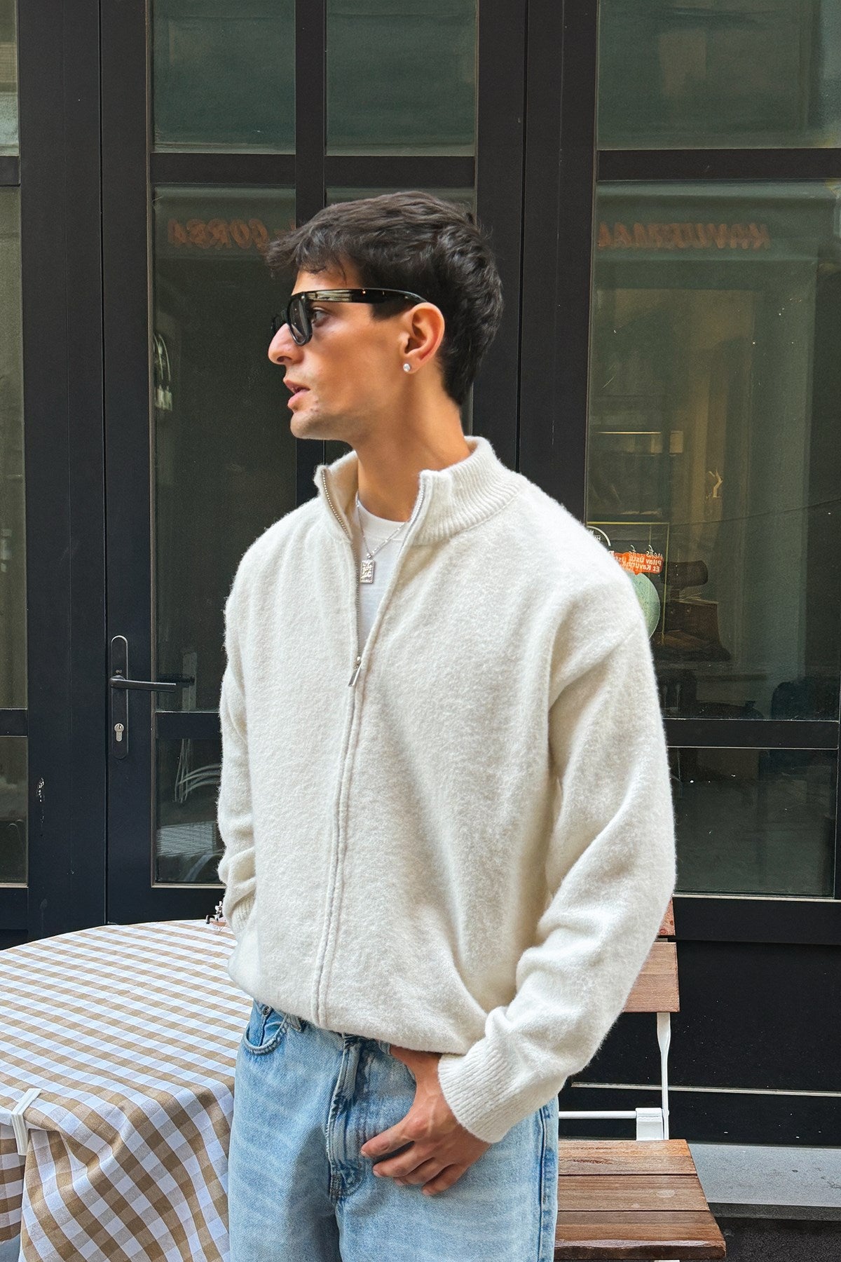 Ecru Zip Knit