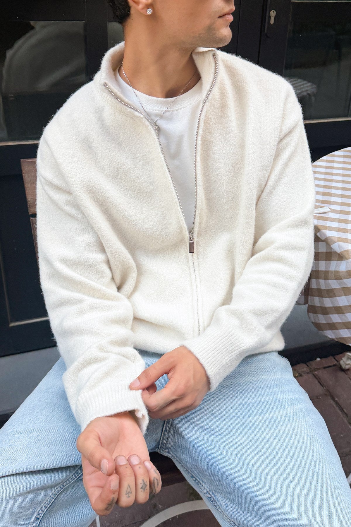 Ecru Zip Knit