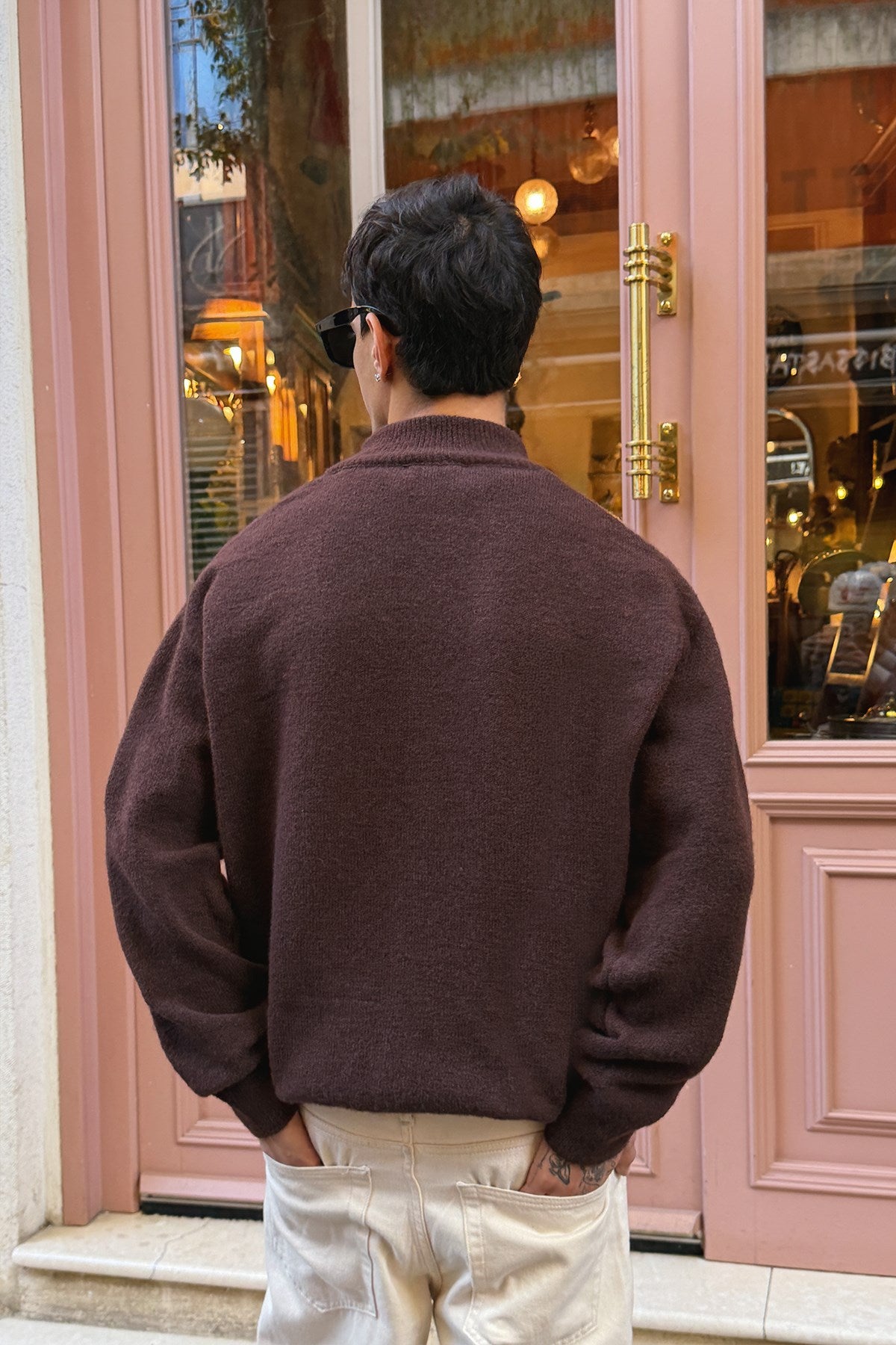 Dark Brown Zip Knit