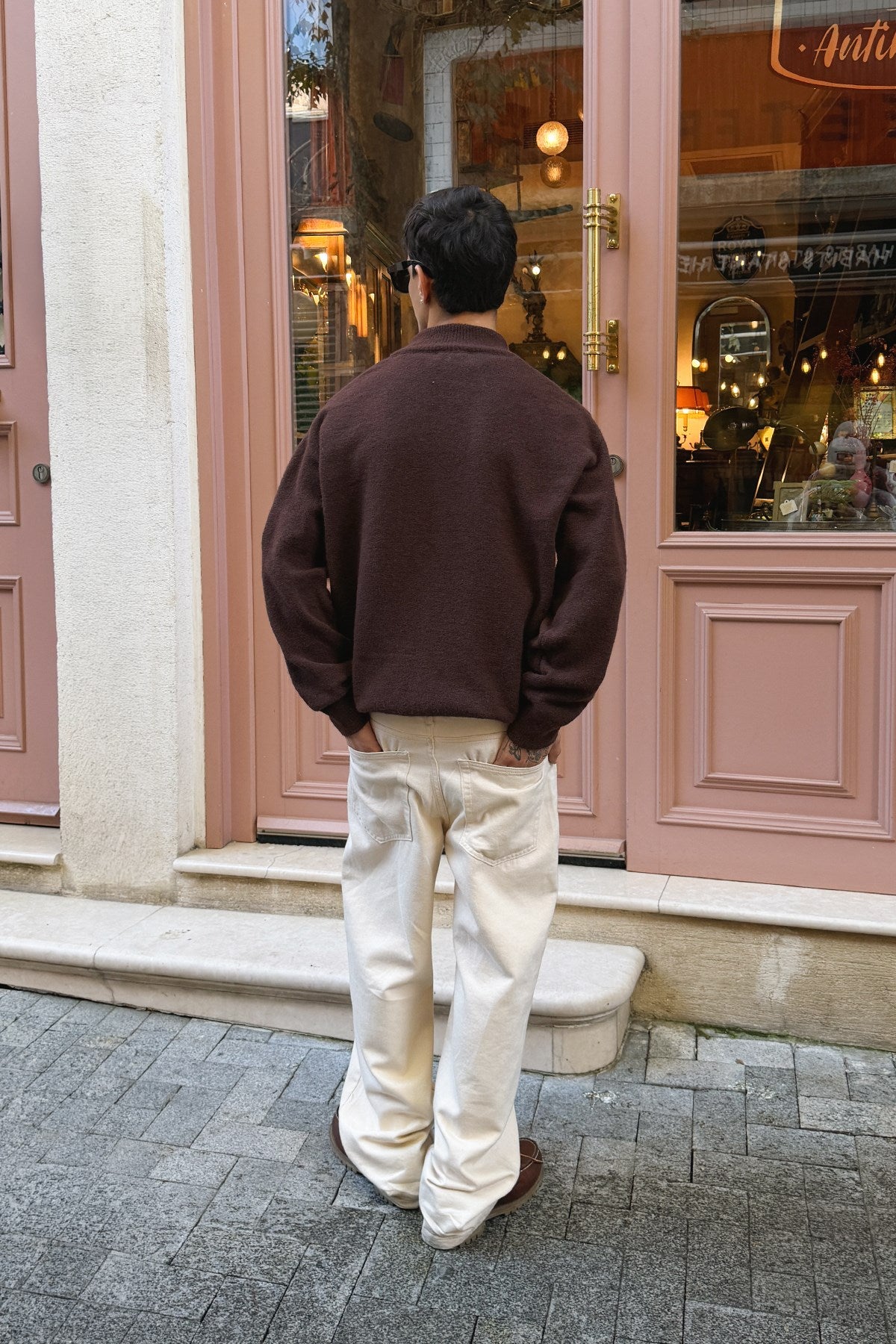 Dark Brown Zip Knit