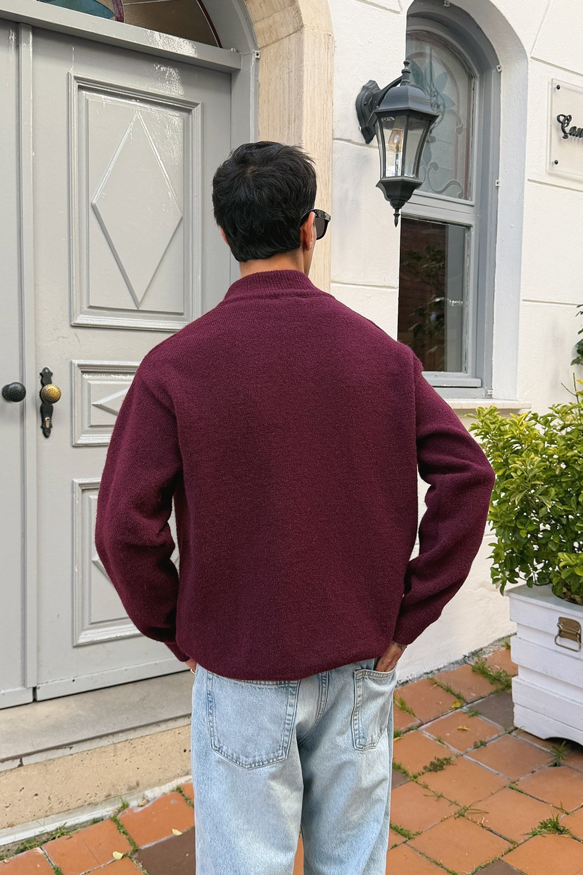 Claret Red Zip Knit