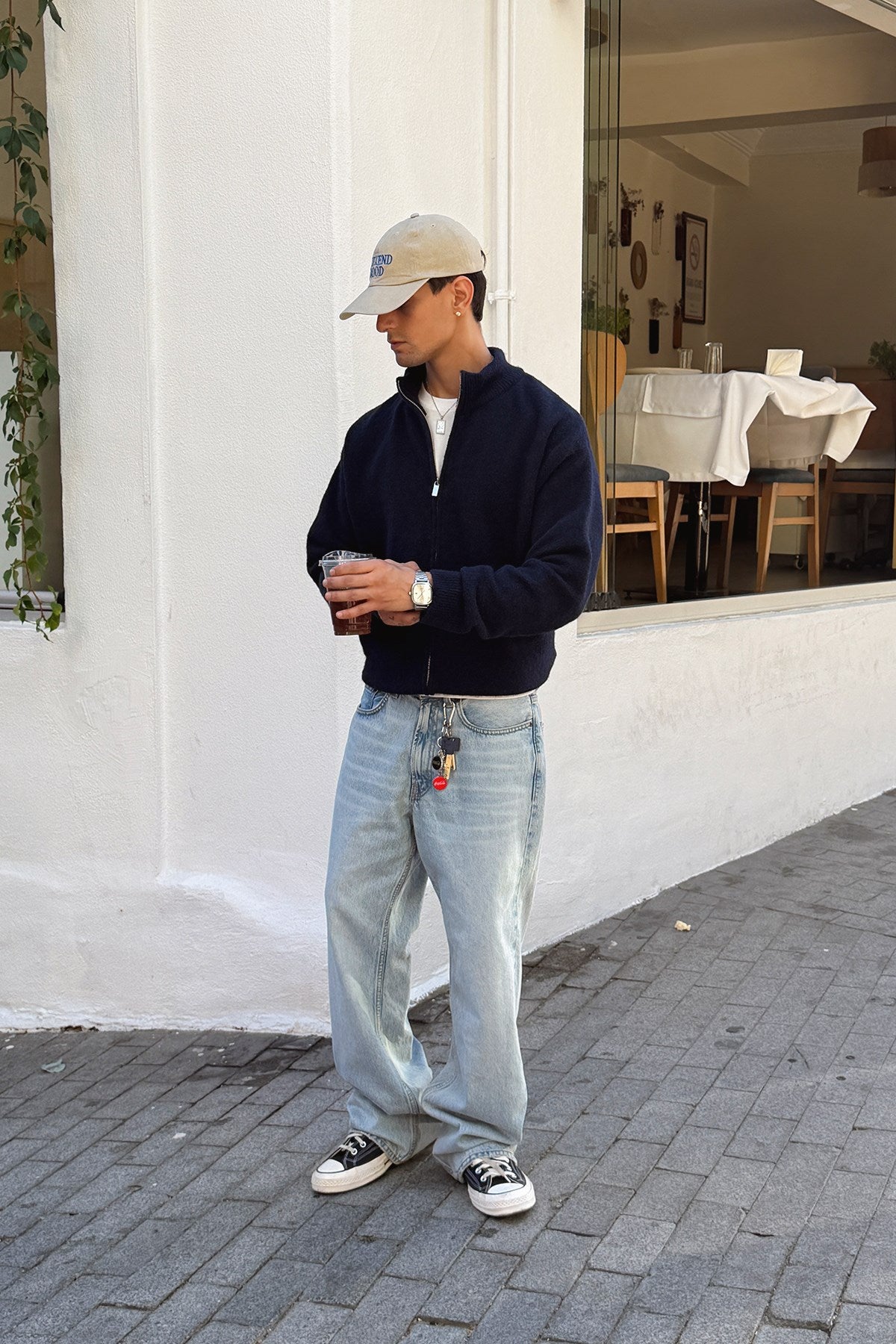 Navy Blue Zip Knit