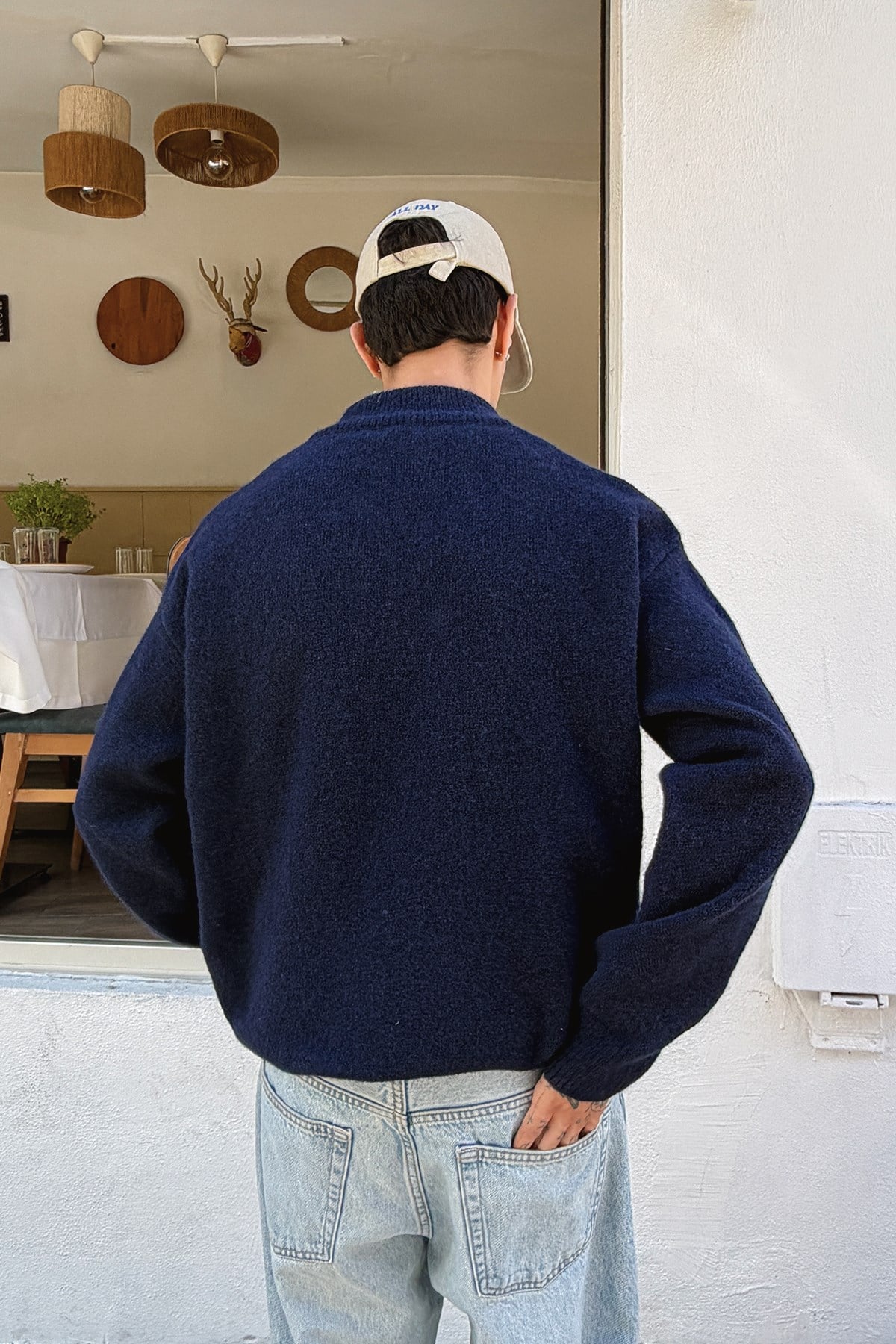 Navy Blue Zip Knit