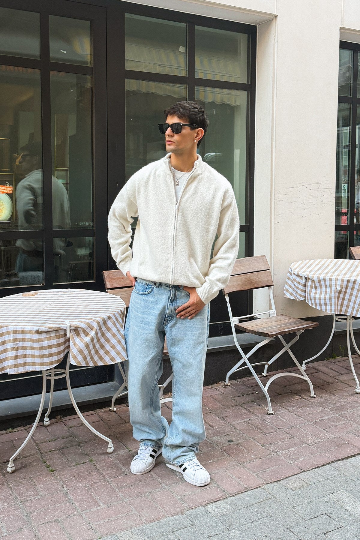 Ecru Zip Knit