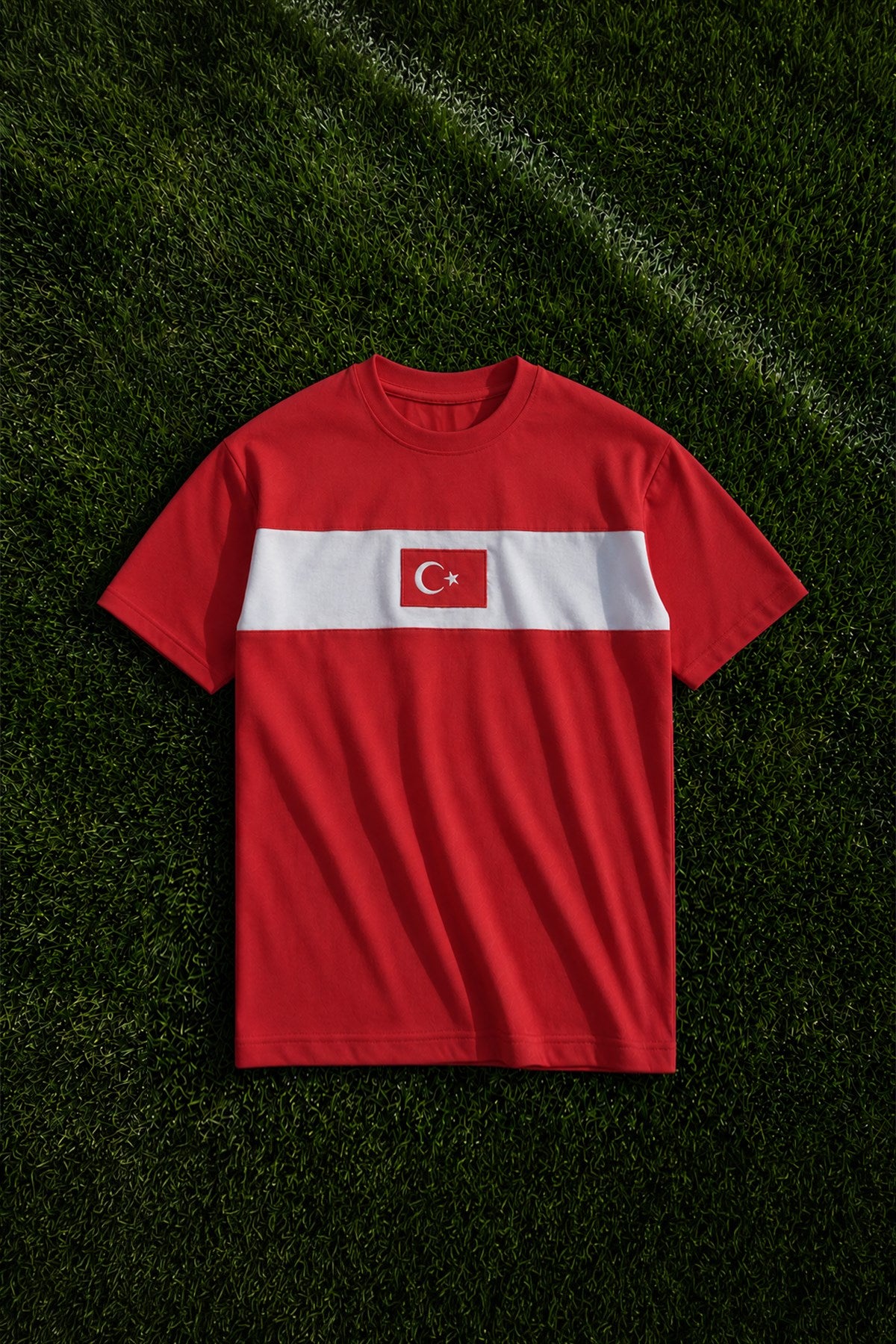 Red T-shirt with Turkish Flag Embroidery