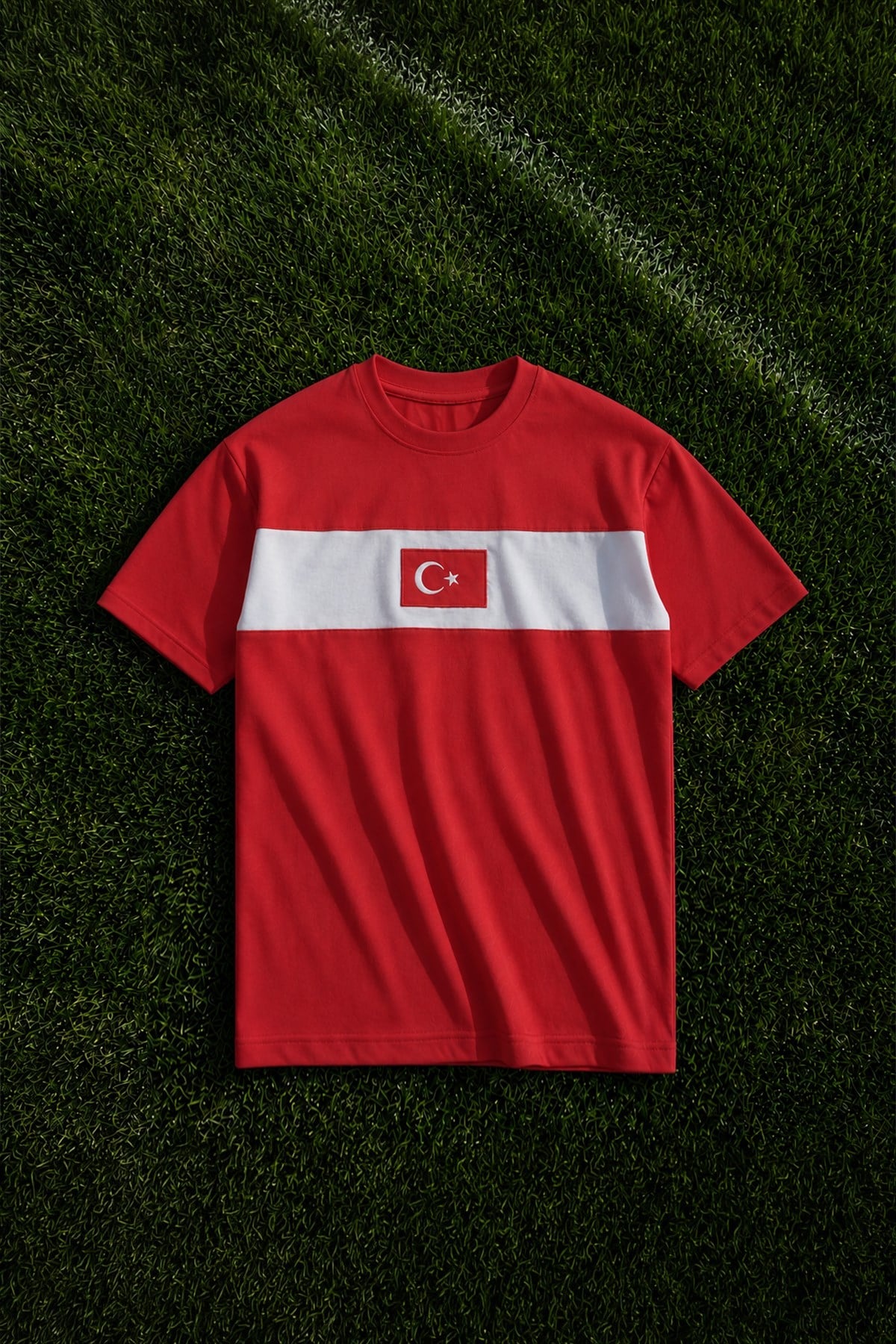 Red T-shirt with Turkish Flag Embroidery