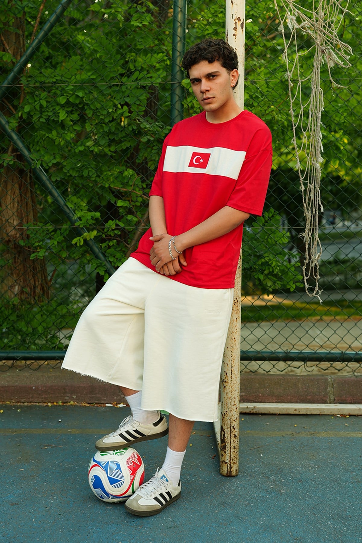Red T-shirt with Turkish Flag Embroidery