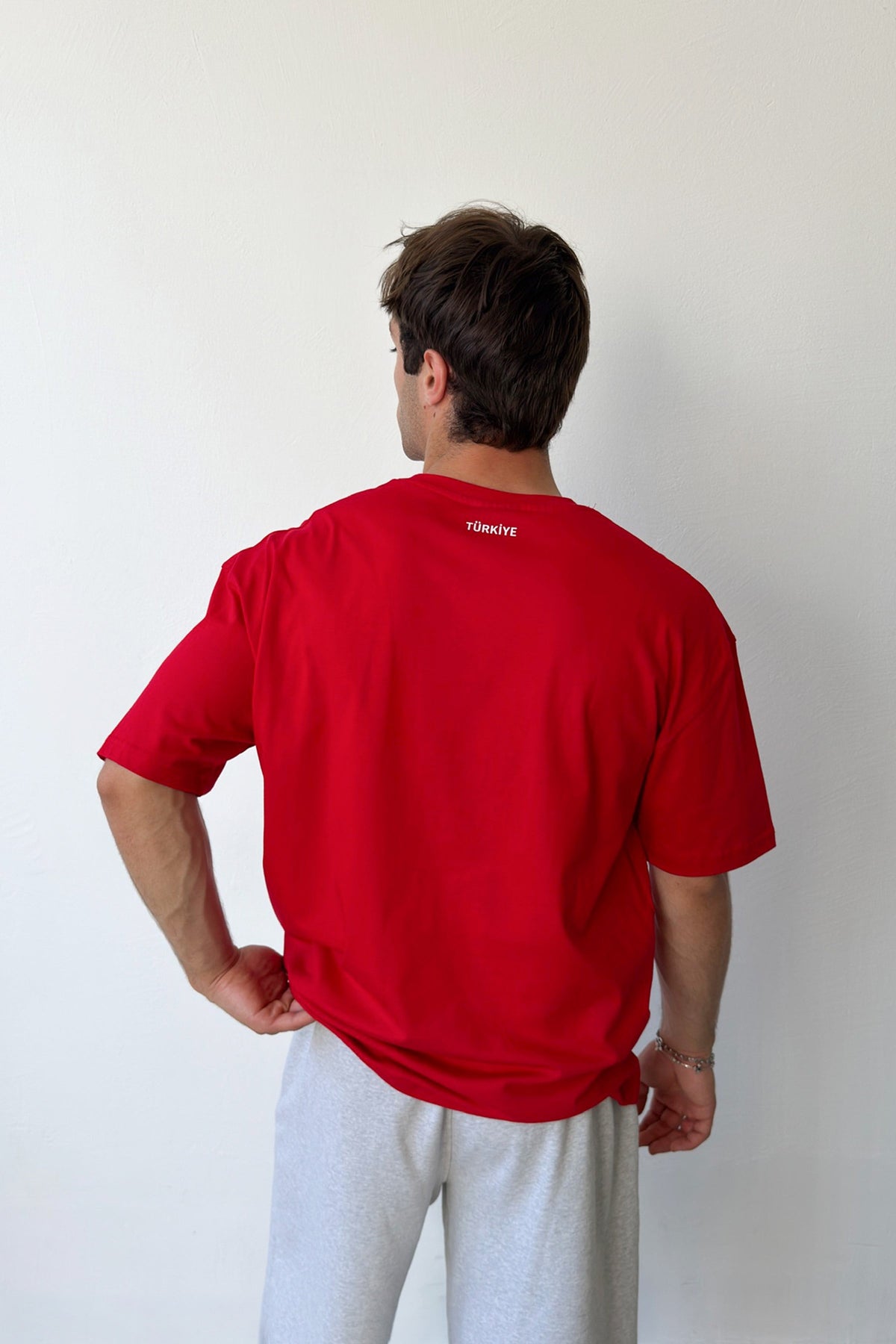 Red T-shirt with Turkish Flag Embroidery