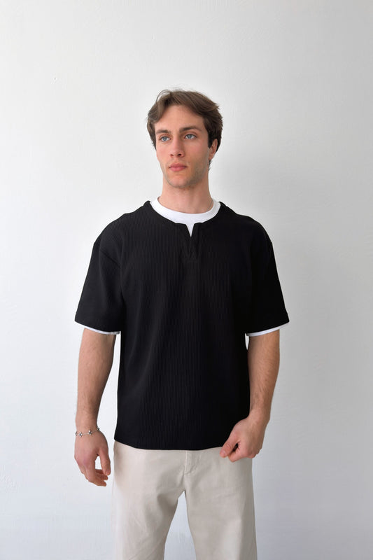 V-Neck Ribbed T-shirt