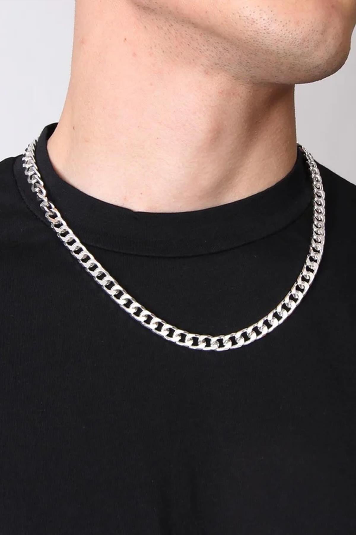 Vintage Chain Necklace Bracelet Set Silver