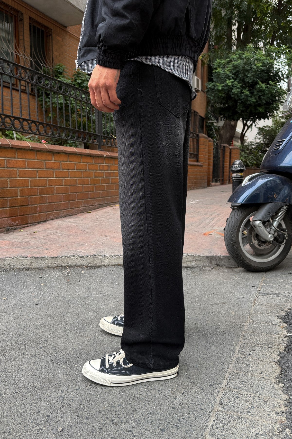 Washed Black Regular Pants