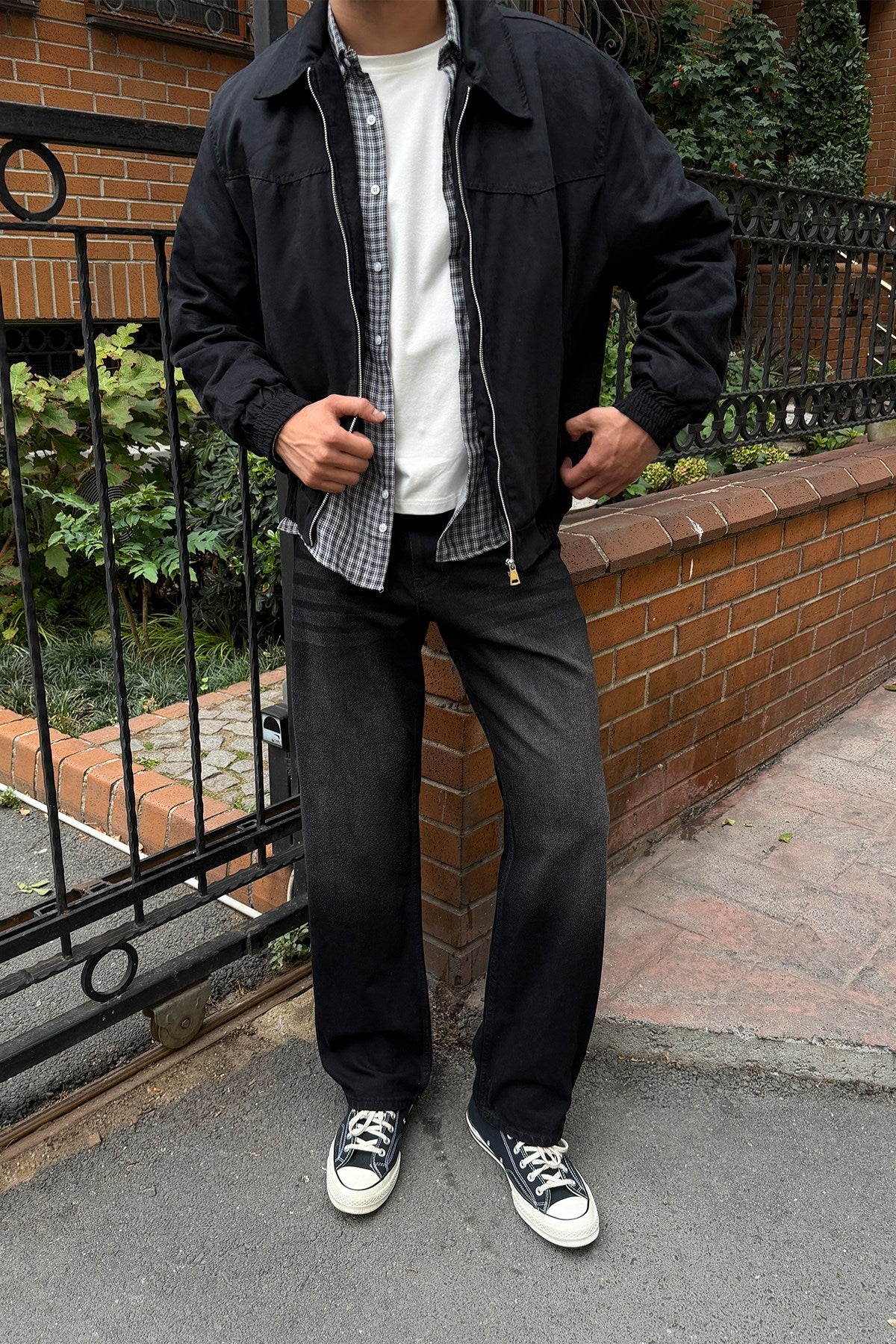 Washed Black Regular Pants