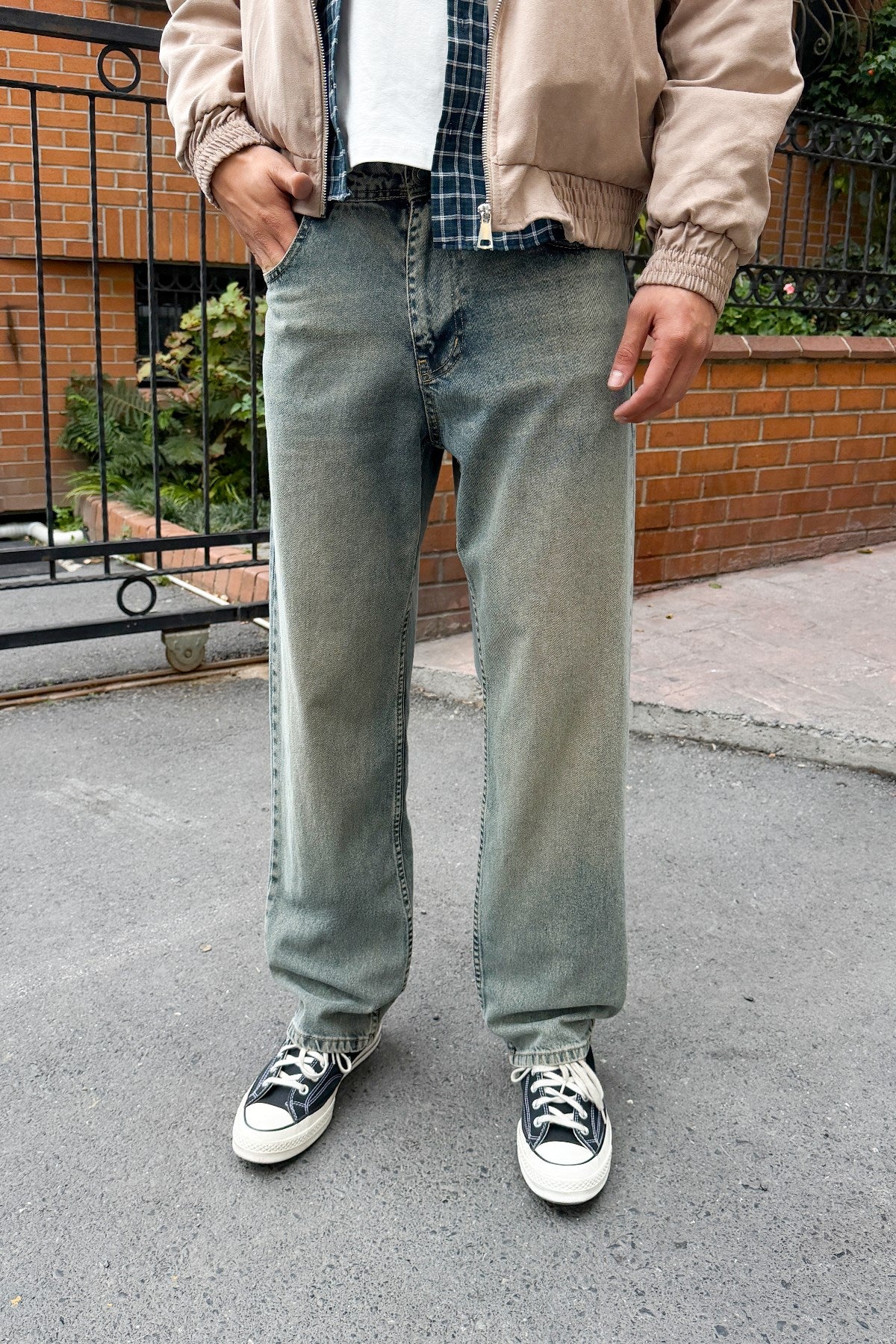 Washed Blue Regular Pants