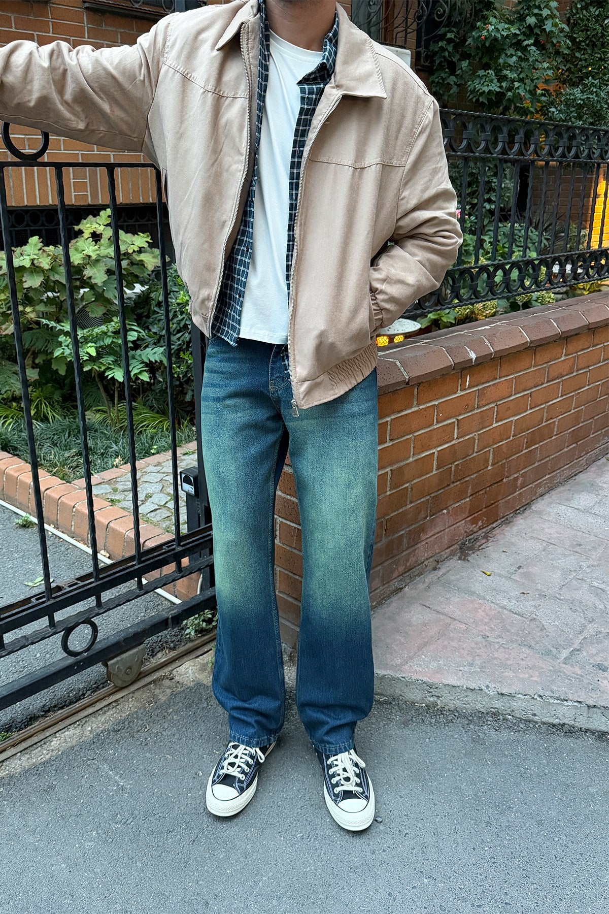 Washed Dark Blue Regular Pants