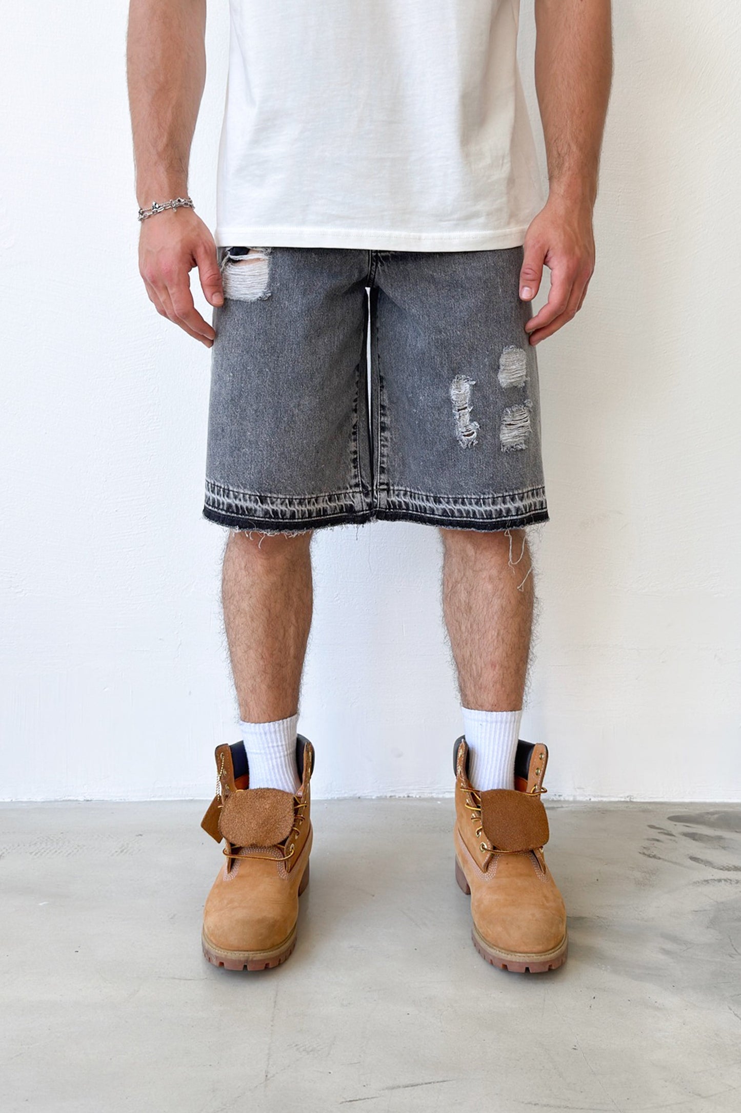 Distressed Denim Shorts