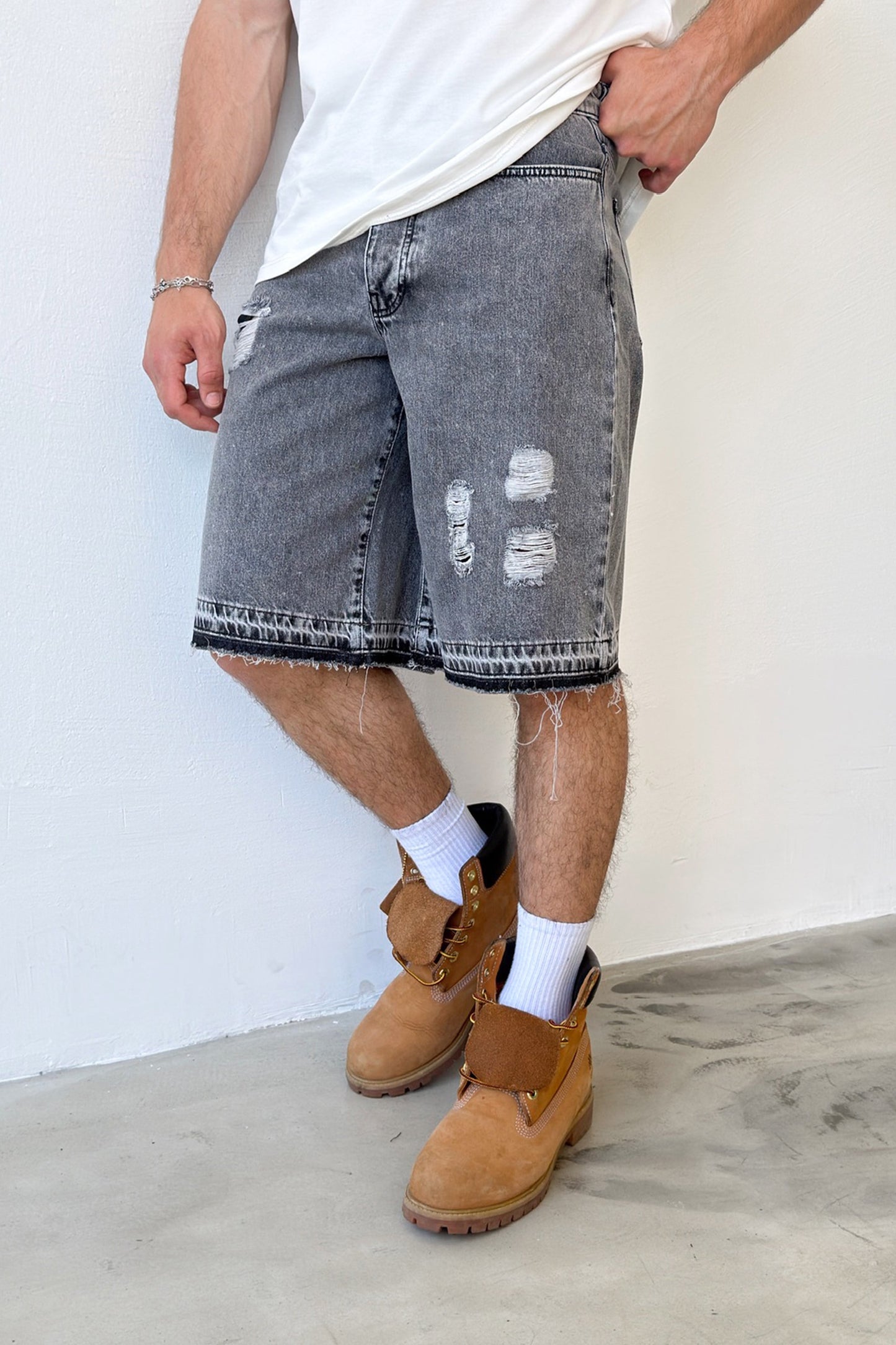 Distressed Denim Shorts